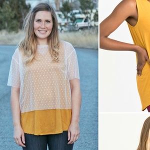 Agnes and Dora Mesh Tee Stone Mini Dot XL 16-18